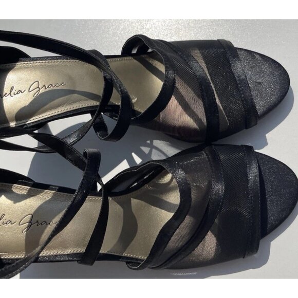 Amelia Grace Shoes Women’s Size 10 Palm Print Fabric Heels Slip On Open Toe Heel - Picture 4 of 16